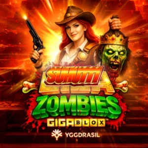 Tampilan visual slot Giga Zombies GigaBlox dengan latar belakang reruntuhan Aztec dan simbol GigaBlox yang besar.
